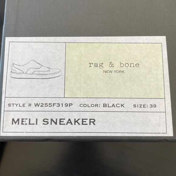 Rag & Bone Meli Sneaker Slip On Oxford Wingtip Black Size EU39 New in Box - Picture 7 of 10